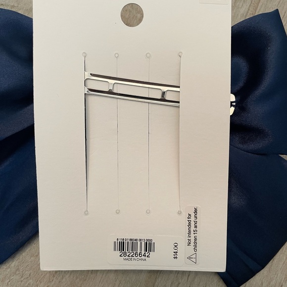 Express Navy Blue Silk Bow Barrette - Picture 3 of 4